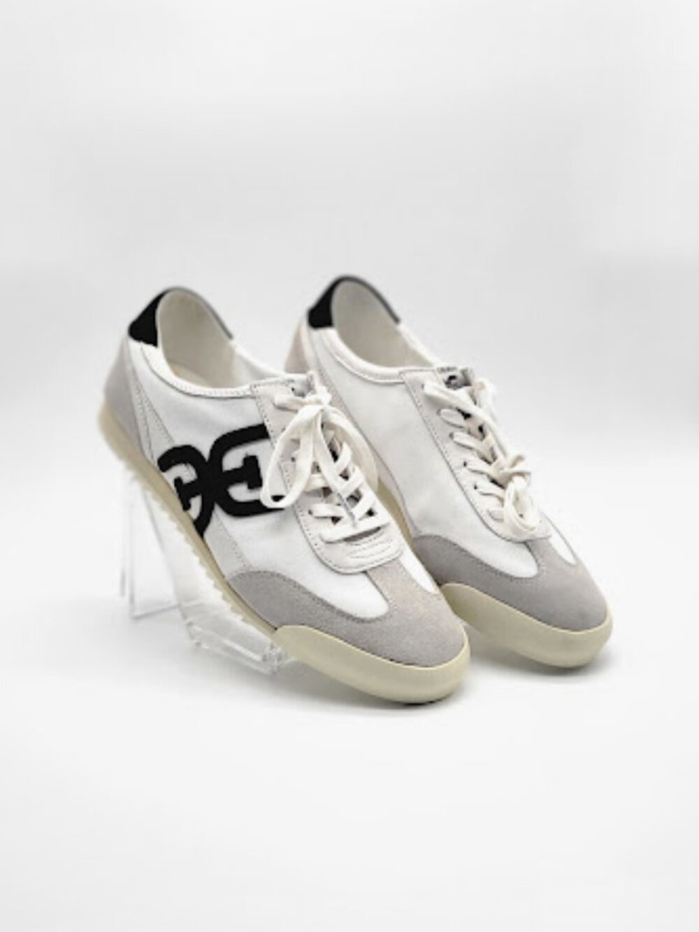 SAM EDELMAN Ivey Lace Up Sneakers Women’s Size 10 Greige White Black Leather
